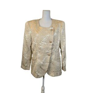 Shirley Wiss Vintage 90s Silk Blend Evening Brocade Jacket Size L/XL Formal